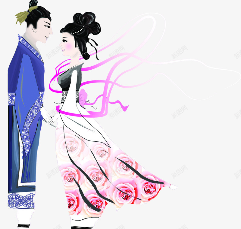 牛郎织女古装卡通png免抠素材_新图网 https://ixintu.com 卡通 古装 古风衣服 牛郎织女