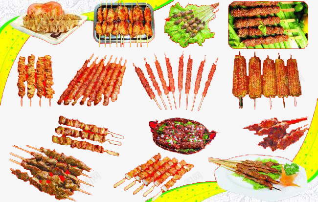 烧烤png免抠素材_新图网 https://ixintu.com 串串肉 烤肉 烧烤 竹签烤肉 铁板烧