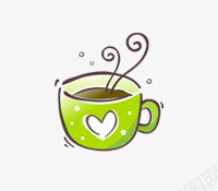 可爱茶杯png免抠素材_新图网 https://ixintu.com 卡通 可爱 咖啡 手绘 绿色 茶杯