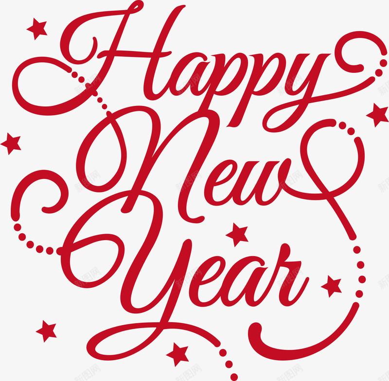 英文新年快乐艺术字矢量图ai免抠素材_新图网 https://ixintu.com happyNewYear 元旦 新年快乐 矢量png 红色艺术字 艺术字 矢量图