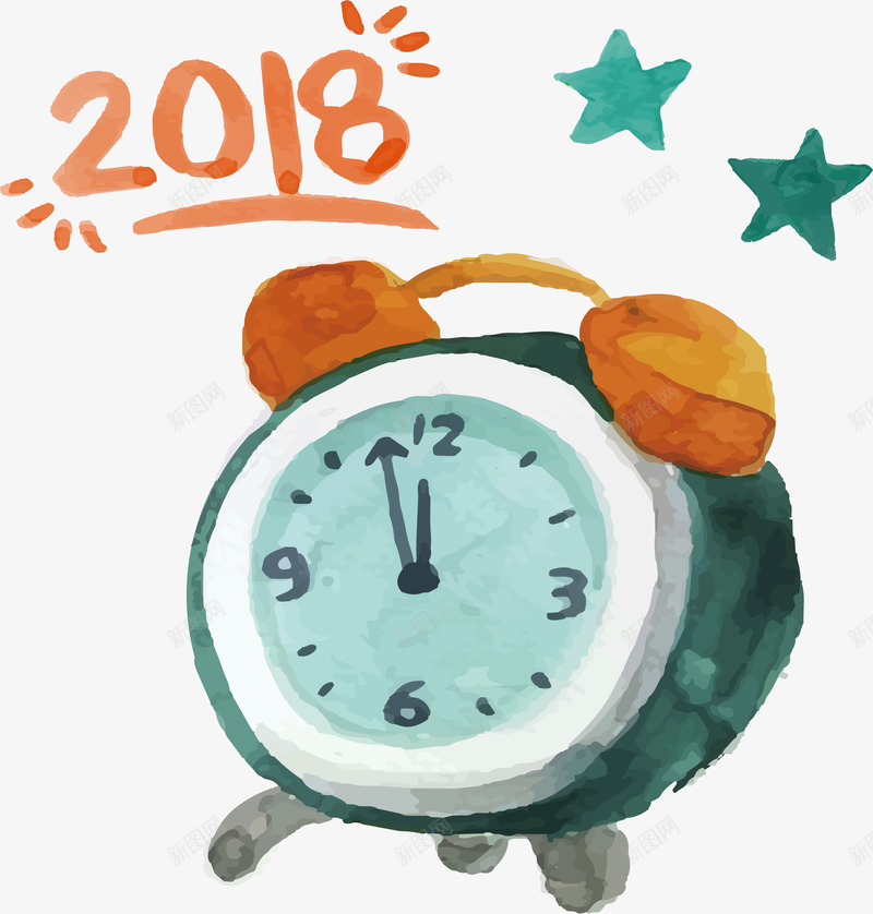 新年倒数闹钟矢量图ai免抠素材_新图网 https://ixintu.com 倒数 倒计时 新年倒数 水彩闹钟 矢量png 闹钟 矢量图