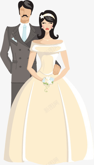 穿婚纱的新郎新娘婚庆元素png免抠素材_新图网 https://ixintu.com 婚庆 婚纱 新郎新娘 结婚