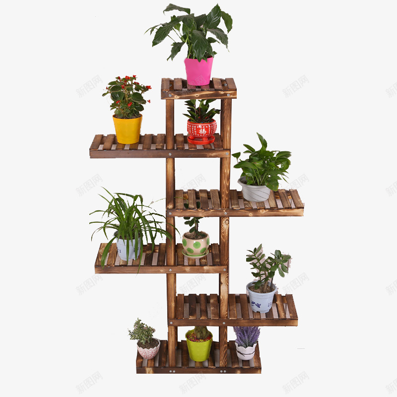 花架盆栽png免抠素材_新图网 https://ixintu.com 吊篮 吊篮花 多盆 木质花架 盆栽展示 花架 花架盆栽