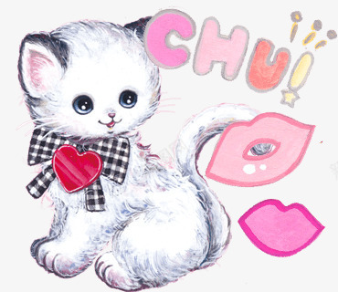 领带猫咪png免抠素材_新图网 https://ixintu.com 口红 小猫 心形 英文