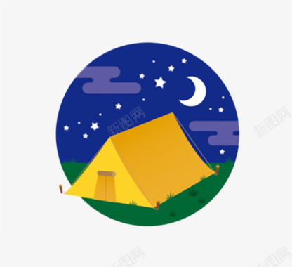 星空与帐篷日系图标图标