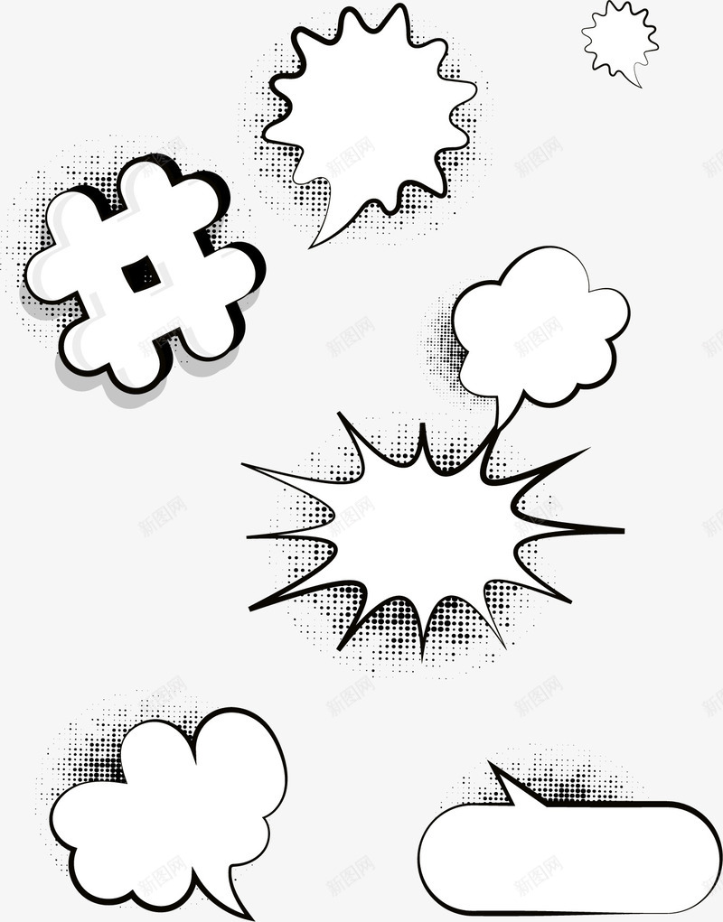 漫画分镜气泡图png免抠素材_新图网 https://ixintu.com 分镜 对话气泡 漫画气泡 爆炸贴 矢量素材