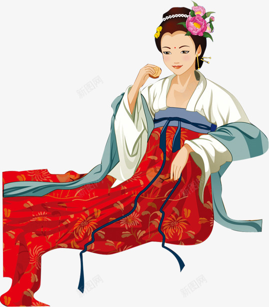 吃月饼的女人中国画中秋png免抠素材_新图网 https://ixintu.com 中国画 中秋 女人 月饼 素材