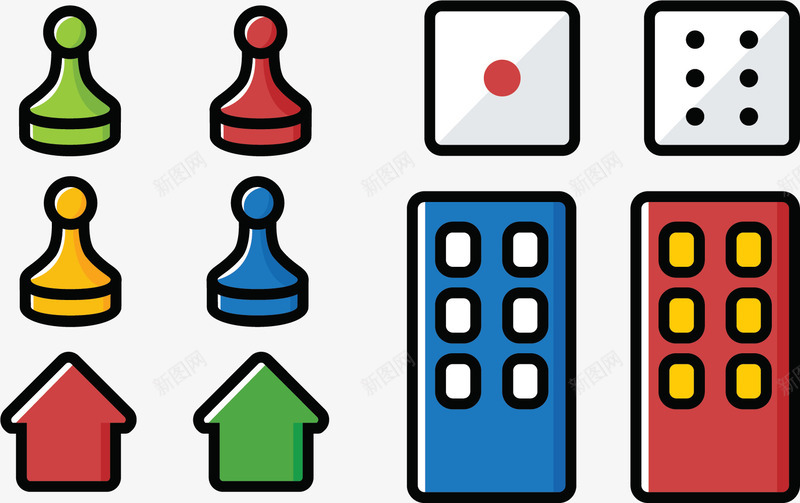 道具卡通风格骰子棋子矢量图ai免抠素材_新图网 https://ixintu.com 卡牌游戏 卡通游戏 地产游戏 桌游 矢量地产游戏 道具 骰子棋子 矢量图