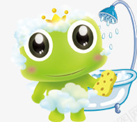 可爱卡通洗澡青蛙王子png免抠素材_新图网 https://ixintu.com 卡通 可爱 洗澡 王子 青蛙
