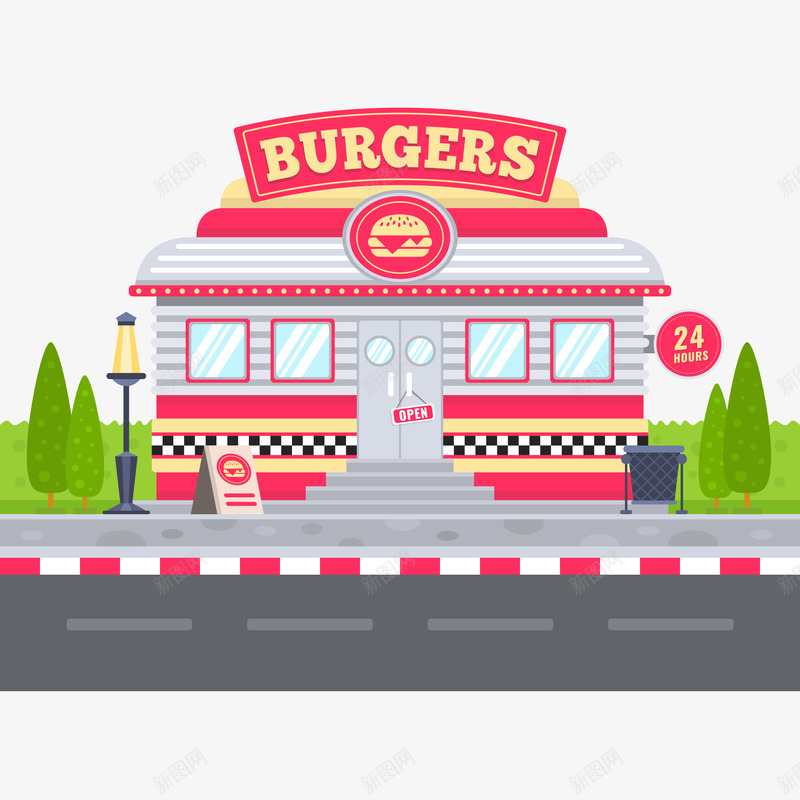卡通披萨店矢量图ai免抠素材_新图网 https://ixintu.com PNG图 PNG图下载 创意卡通 卡通 卡通插图 底商 建筑 披萨店 插图 门店 矢量图