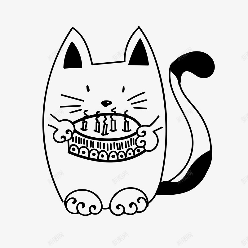 捧蛋糕的猫咪png免抠素材_新图网 https://ixintu.com 可爱 吹蜡烛 手绘图 猫咪 简笔图 蛋糕