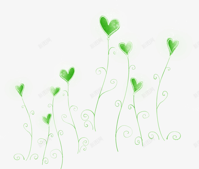 手绘爱心绿色植物png免抠素材_新图网 https://ixintu.com 爱心 绿色植物