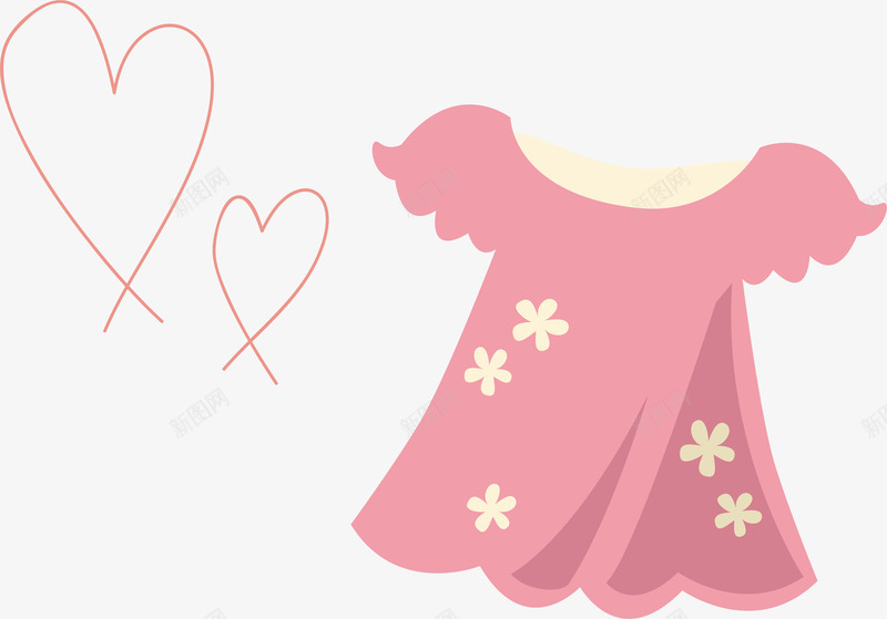 女孩衣服和爱心图案png免抠素材_新图网 https://ixintu.com 上衣 女孩衣服 心形图 爱心 简笔画 线条 花朵