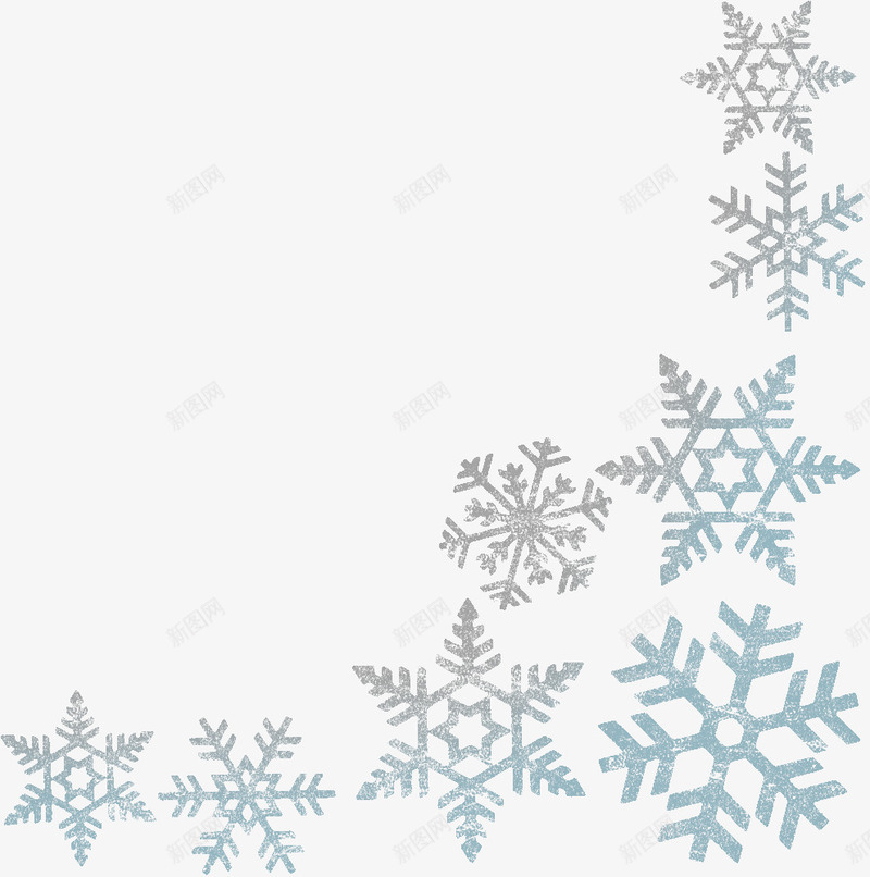 新年白色雪花圣诞蓝色渐变边框psd免抠素材_新图网 https://ixintu.com 下雪的房子 冬天插画 冬季 冰块 冰树 圣诞节框子 树 树枝 蓝色渐变雪花 雪地 雪景插画 雪花飘落 飘落