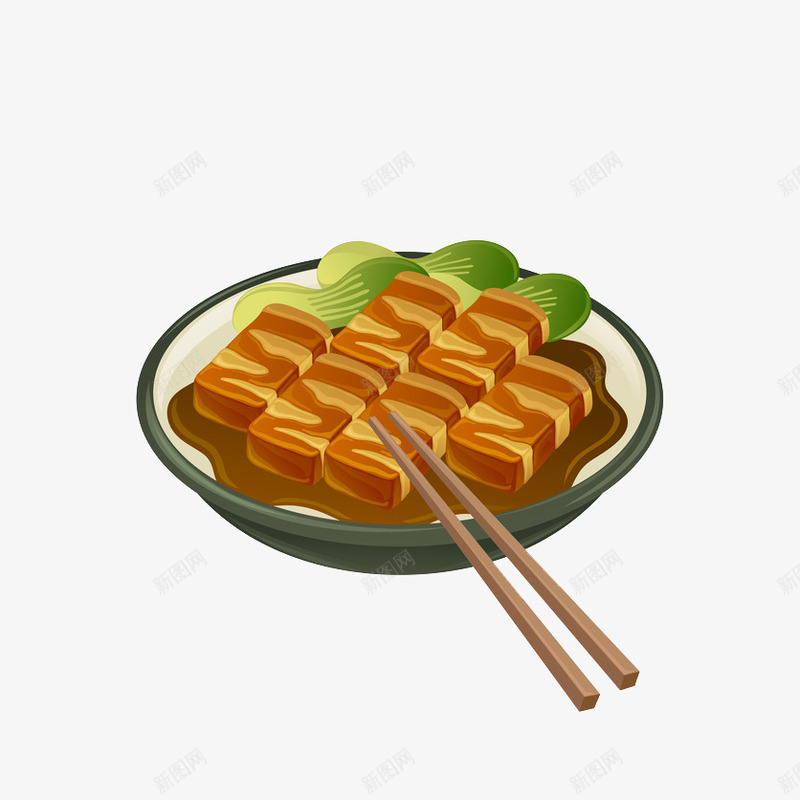 卡通一盘炸豆腐图png免抠素材_新图网 https://ixintu.com 中华美食 卡通 插图 炸豆腐 盘子 筷子 美食 豆制品卡通 食物