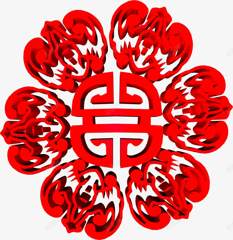 红色大气典雅花纹png免抠素材_新图网 https://ixintu.com 典雅 大气 红色 花纹
