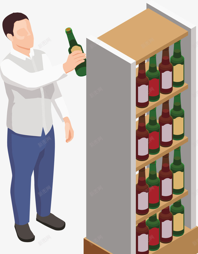 一个正在买酒的男士矢量图eps免抠素材_新图网 https://ixintu.com 买酒 买酒PNG 买酒的男士 矢量超市 超市 超市买酒 矢量图