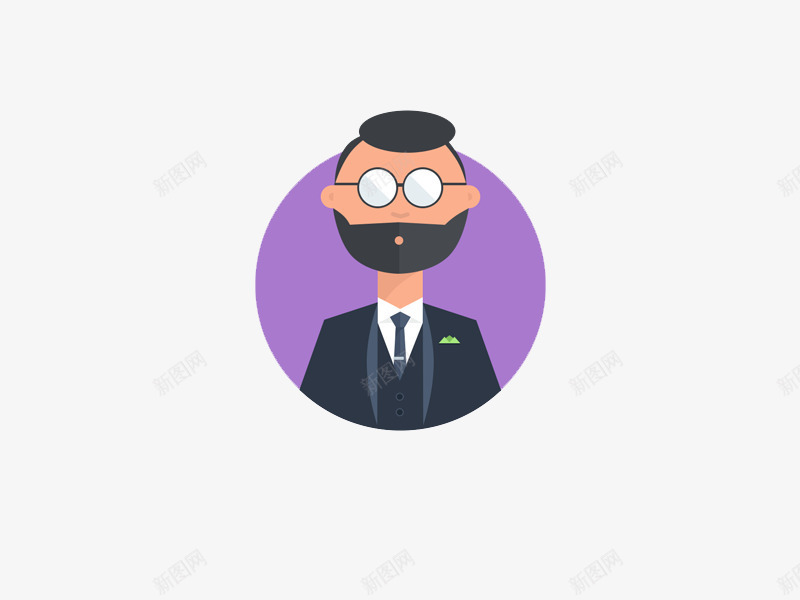 扁平化卡通形象png免抠素材_新图网 https://ixintu.com H5页面素材 创意卡通元素 卡通 大胡子叔叔 扁平化 扁平素材 电商卡通 网页设计卡通