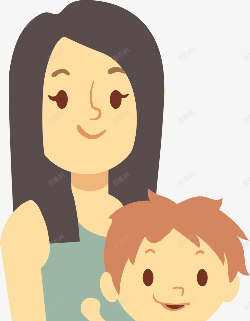 抱着小朋友的妈妈插画png免抠素材_新图网 https://ixintu.com 人物插画 可爱小朋友 开心 抱着小朋友 美丽女人 美丽妈妈