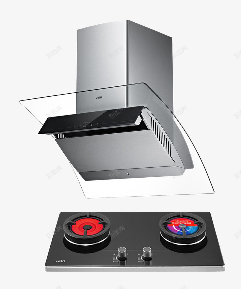 厨具家电png免抠素材_新图网 https://ixintu.com 产品实物 套装 家电 油烟机 灶台 电器