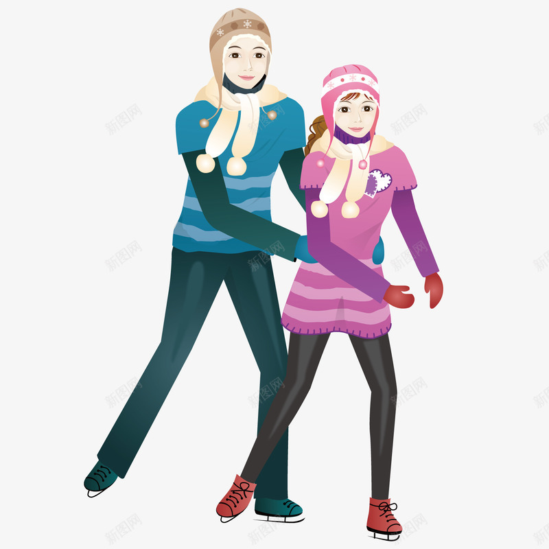 滑冰的女孩png免抠素材_新图网 https://ixintu.com 人物 卡通 可爱女孩 开心女孩 滑冰女孩