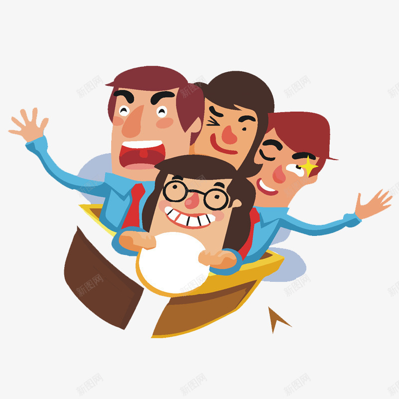 开心的四个人png免抠素材_新图网 https://ixintu.com 人物 卡通 扁平化 男士
