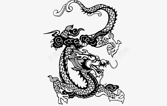 黑色龙纹图形png免抠素材_新图网 https://ixintu.com 古典 底纹边框 浮雕 祥龙图案 线条龙纹 设计 边框 边框相框 龙纹