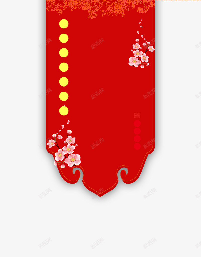 红色中国风梅花桌旗psd免抠素材_新图网 https://ixintu.com 恭贺新年 折扇吊饰 新春大吉 新春快乐 爆竹灯笼 祥云云彩
