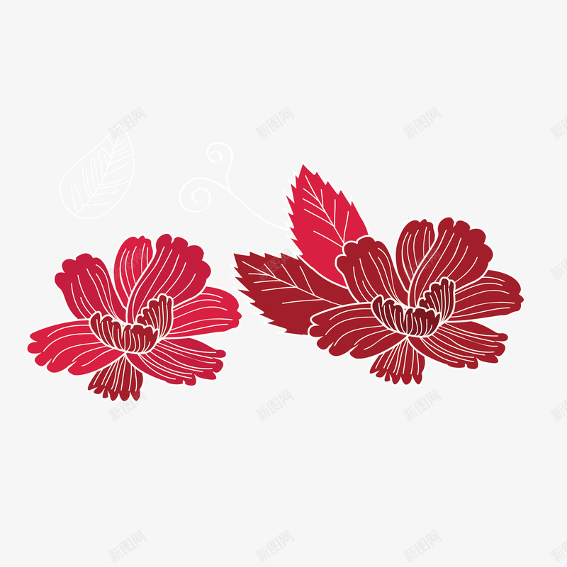 红色花朵装饰矢量图ai免抠素材_新图网 https://ixintu.com 中国风 传统 喜庆 简约 红色 红花 花儿 花朵 装饰 矢量图