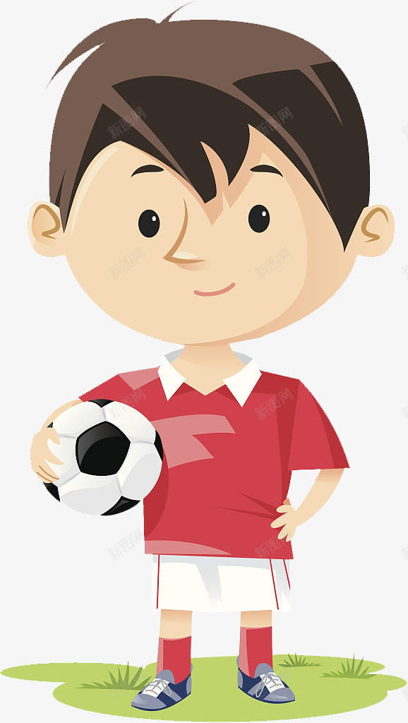 草坪上踢足球的可爱小男孩png免抠素材_新图网 https://ixintu.com 卡通人物 可爱 小男孩 抱着足球 草地上的人 草坪上 足球