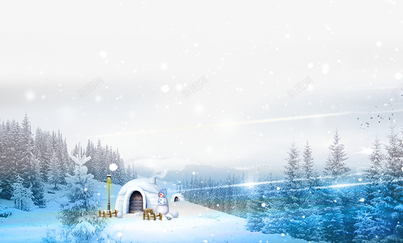 梦幻下雪小屋psd免抠素材_新图网 https://ixintu.com PNG免抠图下载 冬天 冰雪世界 圣诞节 大雪纷飞 森林