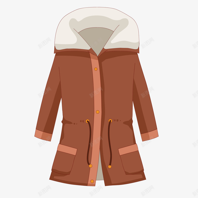 卡通冬季的服装服饰矢量图ai免抠素材_新图网 https://ixintu.com 冬天 冬季 卡通 外套 大衣 服装 服饰 棕色 矢量图