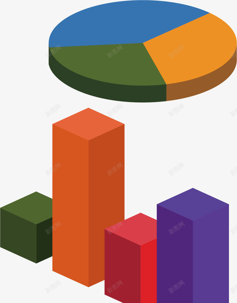 饼图和柱形图png免抠素材_新图网 https://ixintu.com 商务 数据 柱形图 矢量素材 饼图