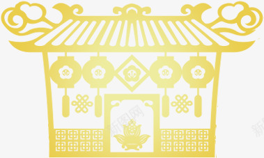 剪纸png免抠素材_新图网 https://ixintu.com 中国传统工艺 中国民间艺术 精致 金色剪纸