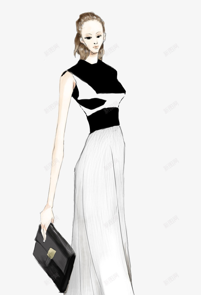 手绘时尚高端女装png免抠素材_新图网 https://ixintu.com 创意服装设计 手绘女装设计 时尚女装插画