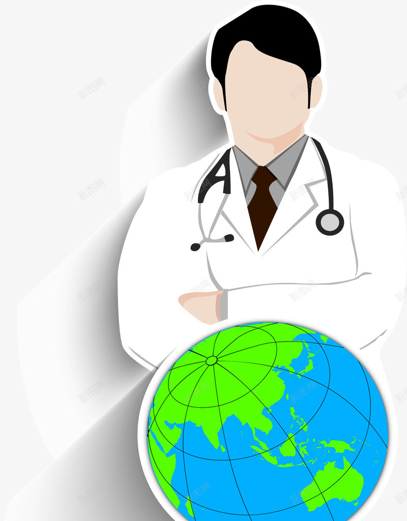 卡通创意世界卫生日医生地球插画矢量图eps免抠素材_新图网 https://ixintu.com 世界卫生日 健康 创意设计 医生 卡通 地球 插画 海报 男医生卡通图 矢量图