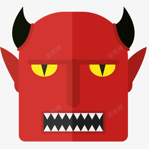 鬼怪面具png免抠素材_新图网 https://ixintu.com 万圣节 卡通手绘 恐怖主题 红色 红色恶魔 装饰面具 鬼怪