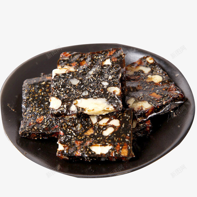 黑盘里的阿胶糕png免抠素材_新图网 https://ixintu.com 产品图 实物 海报 精致 阿胶糕