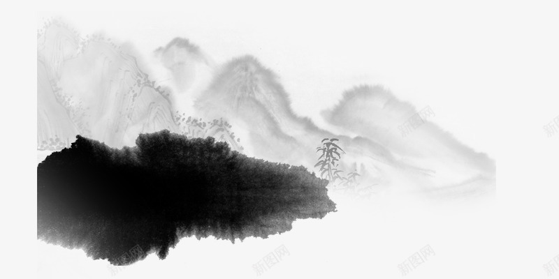 水墨色山色png免抠素材_新图网 https://ixintu.com 古韵 山色 水墨色 淡雅 祥和