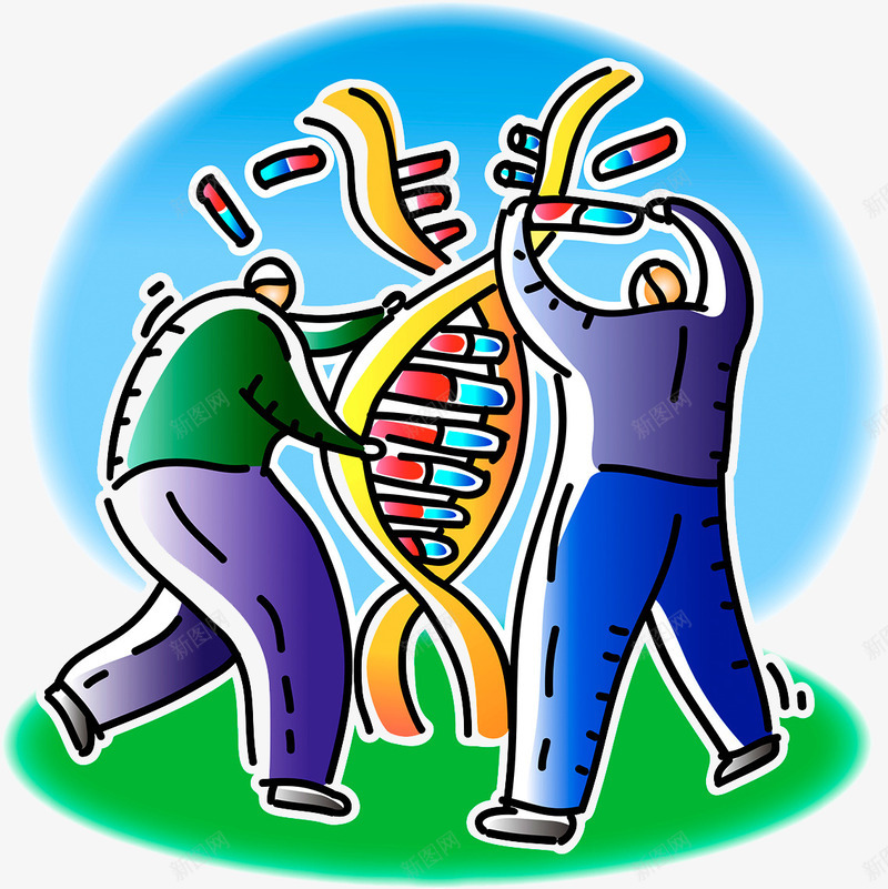 生物科学插画png免抠素材_新图网 https://ixintu.com 基因重组 插画 染色体 科学家