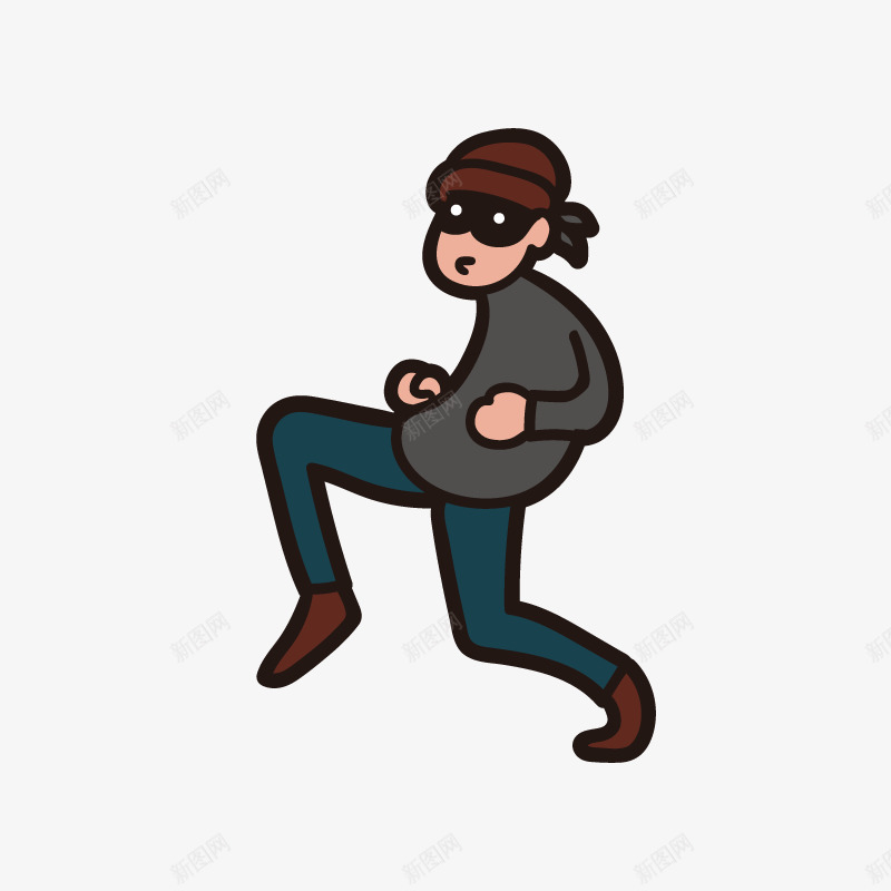 卡通手绘小偷坏人png免抠素材_新图网 https://ixintu.com 创意 动漫动画 卡通人物 坏人 手绘 蒙眼的小偷 警察抓贼