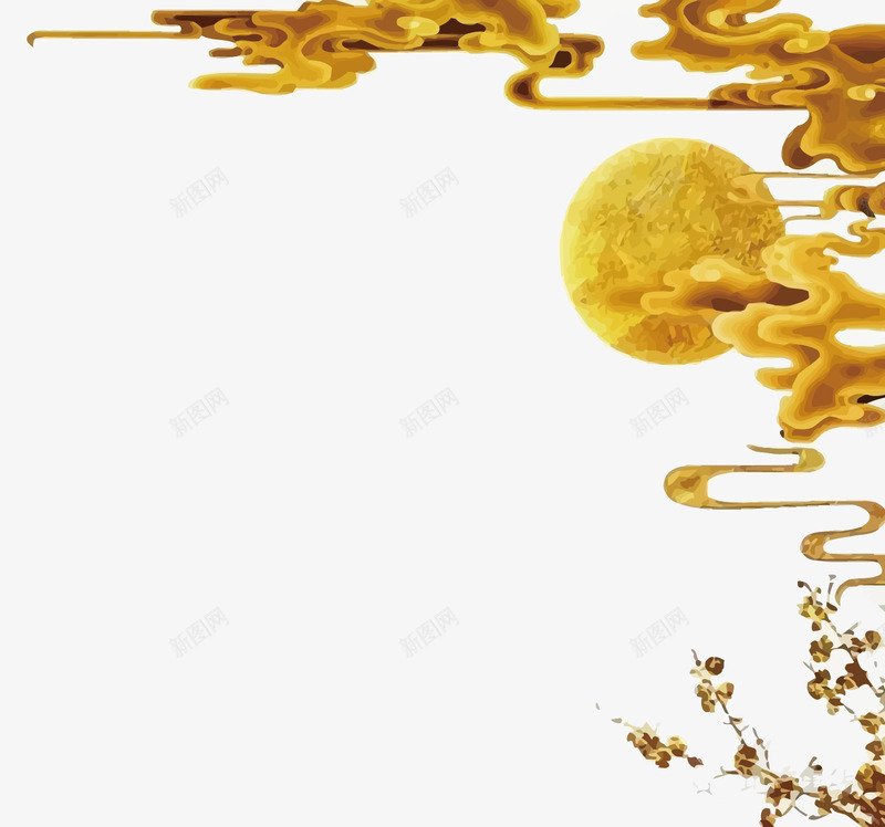 金色月亮矢量图eps免抠素材_新图网 https://ixintu.com PNG图片 PNG图片素材 PNG素材 PNG素材免费 PNG素材免费下载 中国风 云朵 月亮 金色 矢量图