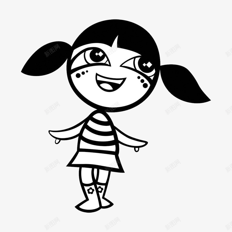 卡通开心女孩png免抠素材_新图网 https://ixintu.com 卡通 女孩 小辫子 开心 笑脸