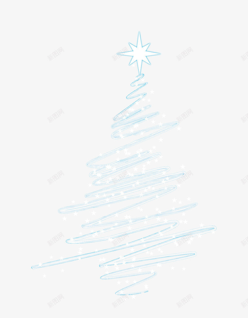 蓝色线条圣诞树png免抠素材_新图网 https://ixintu.com winter 冬天 冬季 圣诞节 寒冬 树木 蓝色圣诞树