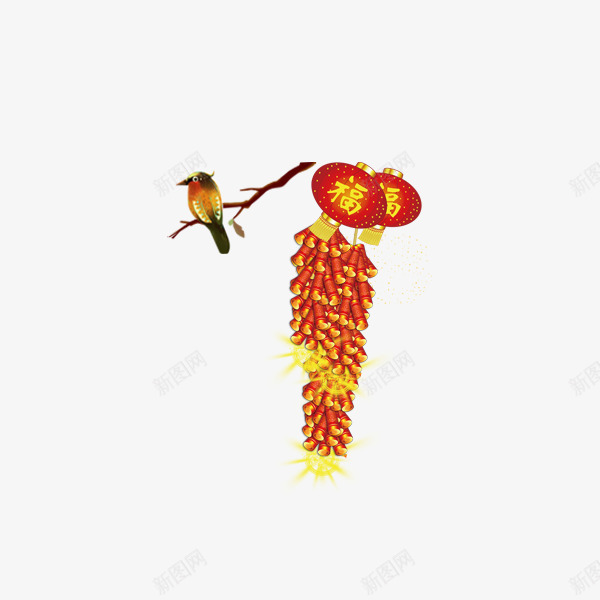 新年png免抠素材_新图网 https://ixintu.com 小鸟 年货 年货节 抢年货 拜年 新年素材 树枝 阿里年货节 鞭炮