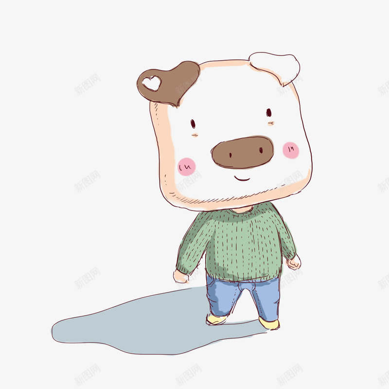 手绘小猪期望期盼插图png免抠素材_新图网 https://ixintu.com 手绘 插图 白色 盼望