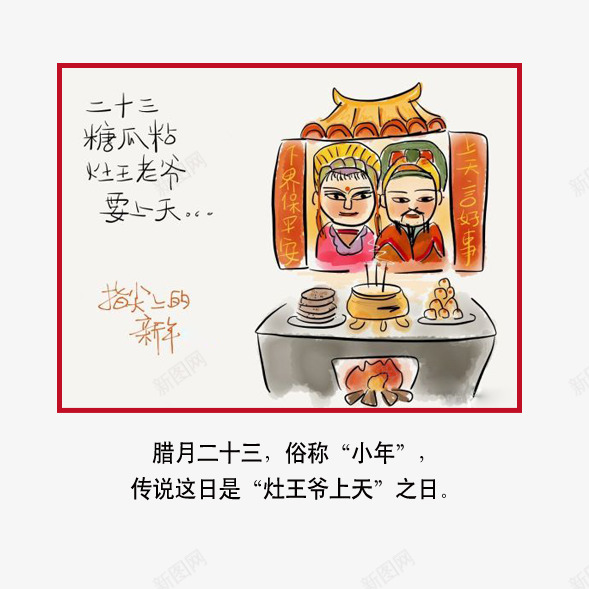 腊月二十三png免抠素材_新图网 https://ixintu.com 习俗 小年 灶王 糖瓜粘 糖瓜节