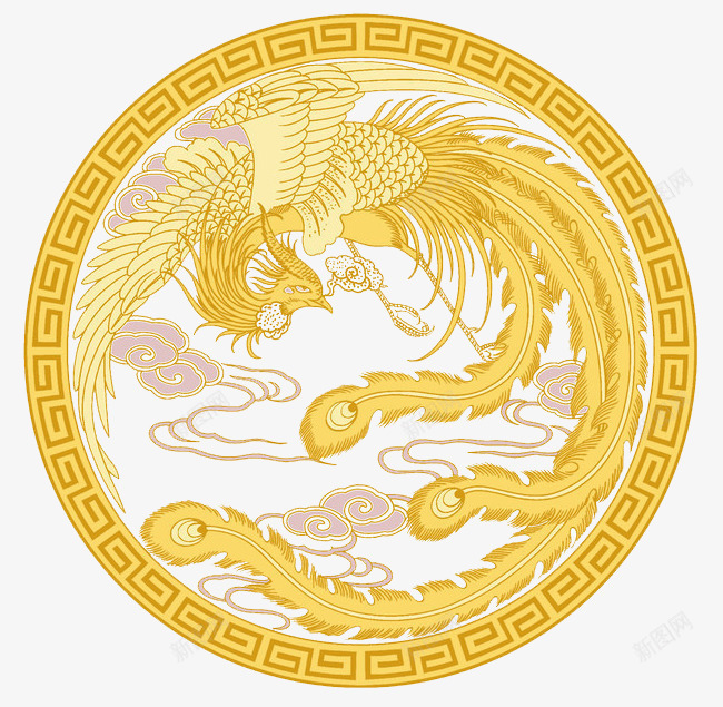 凤凰边框png免抠素材_新图网 https://ixintu.com 凤凰 装饰 边框