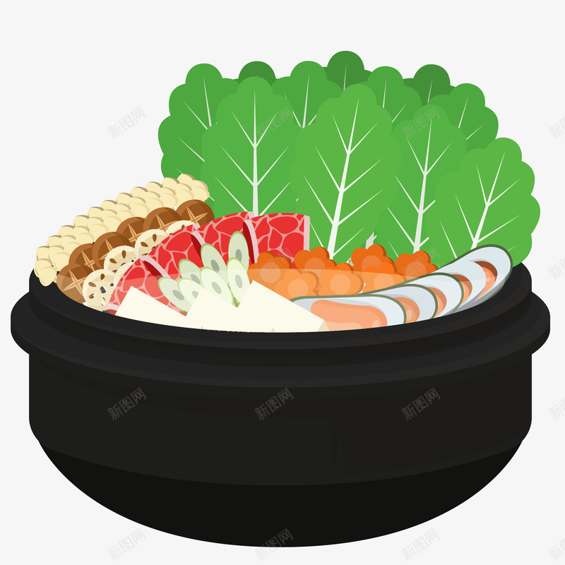 冬天食物火锅图矢量图ai免抠素材_新图网 https://ixintu.com 免抠图 冬天食物 卡通 火锅 美食 食物 餐饮 矢量图