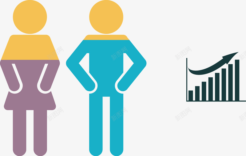 创意男女性别人口统计图矢量图ai免抠素材_新图网 https://ixintu.com 上升 人口 分析 图表 数据 矢量图